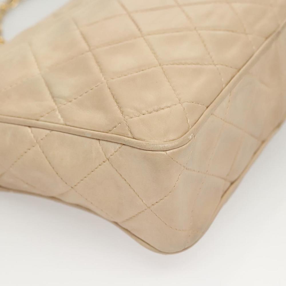 CHANEL Matelasse Chain Shoulder Bag Lamb Skin Beige Gold CC Auth bs26041 - Picture 14 of 16